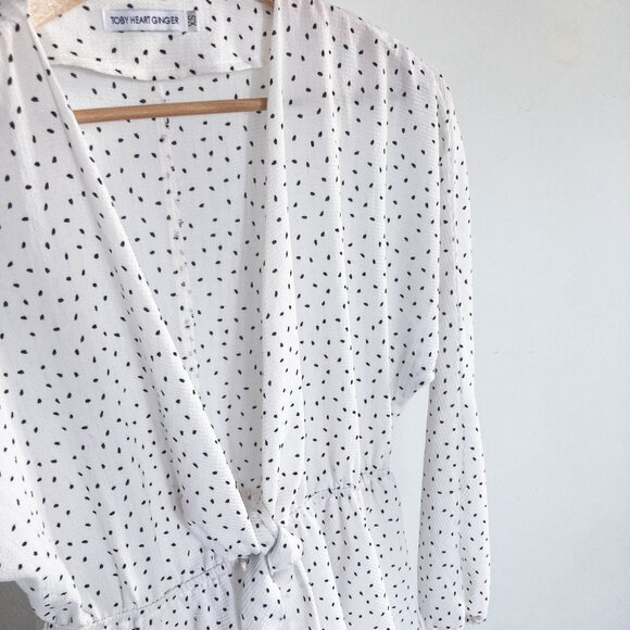 3 FOR $15 White polka dot sheer dress with front knot tie - Picture 9 of 11